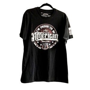 BROTHERS & ARMS- MENS BLACK COTTON GRAPHIC CREW NECK SHORT SLEEVE T-SHIRT SIZE L